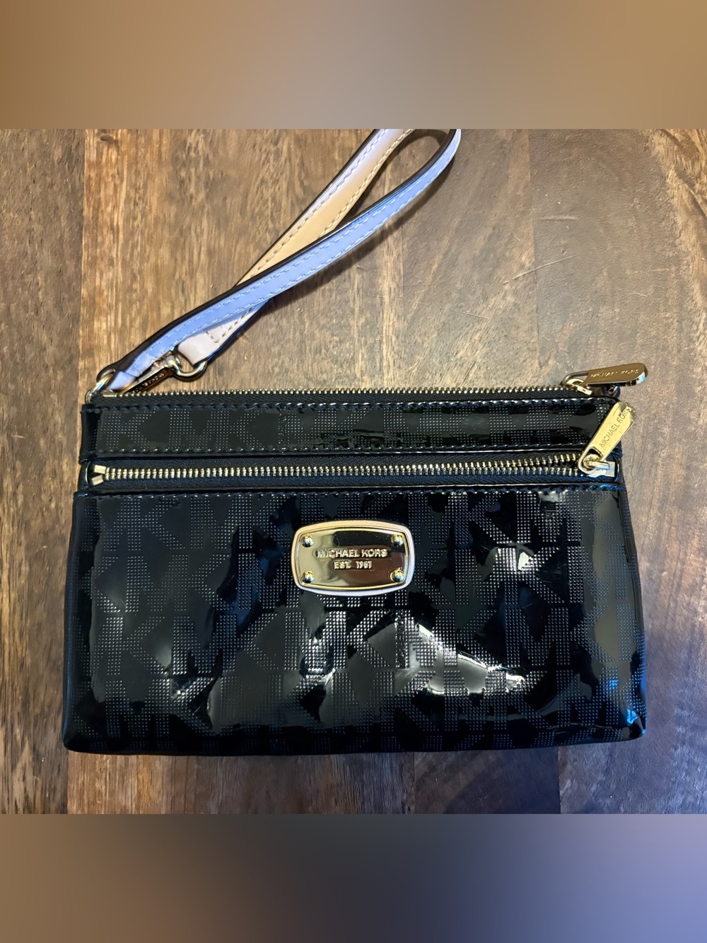 Michael Kors Black Patent Wristlet Clutch